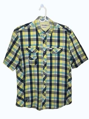 Point Zero Black Label Plaid Button Up Shirt Men’s M Semi Fit